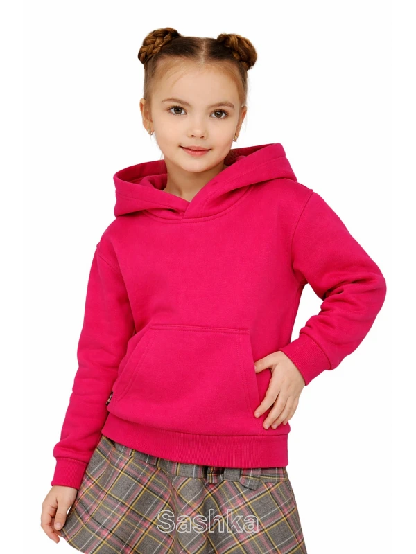 Худі з капюшоном для дівчинки малинове (трикотаж тринитка фліс)